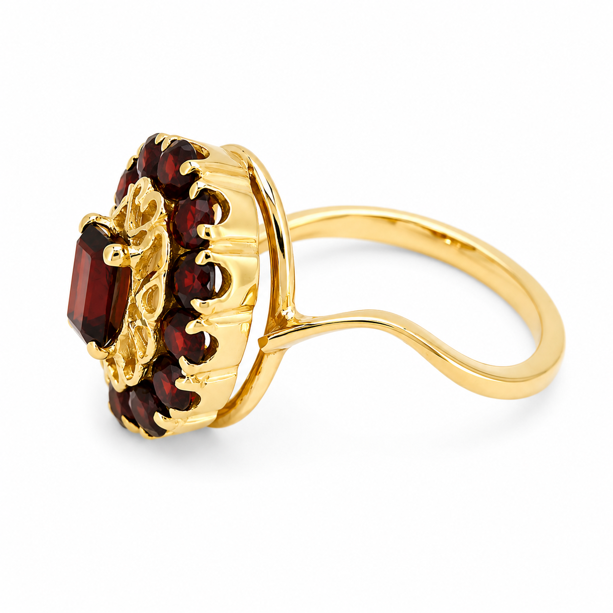 Anello - 18 carati Oro giallo - 1.32ct. tw. Granato - Made in Italy - Handmade