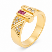 Anello - 18 carati Oro giallo - 0.38ct. tw. Rubino - Diamante - Made in Italy - Handmade