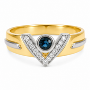 Anello - 18 carati Oro bianco, Oro giallo - 0.31ct. tw. Zaffiro - Diamante - Made in Italy - Handmade