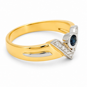 Anello - 18 carati Oro bianco, Oro giallo - 0.31ct. tw. Zaffiro - Diamante - Made in Italy - Handmade