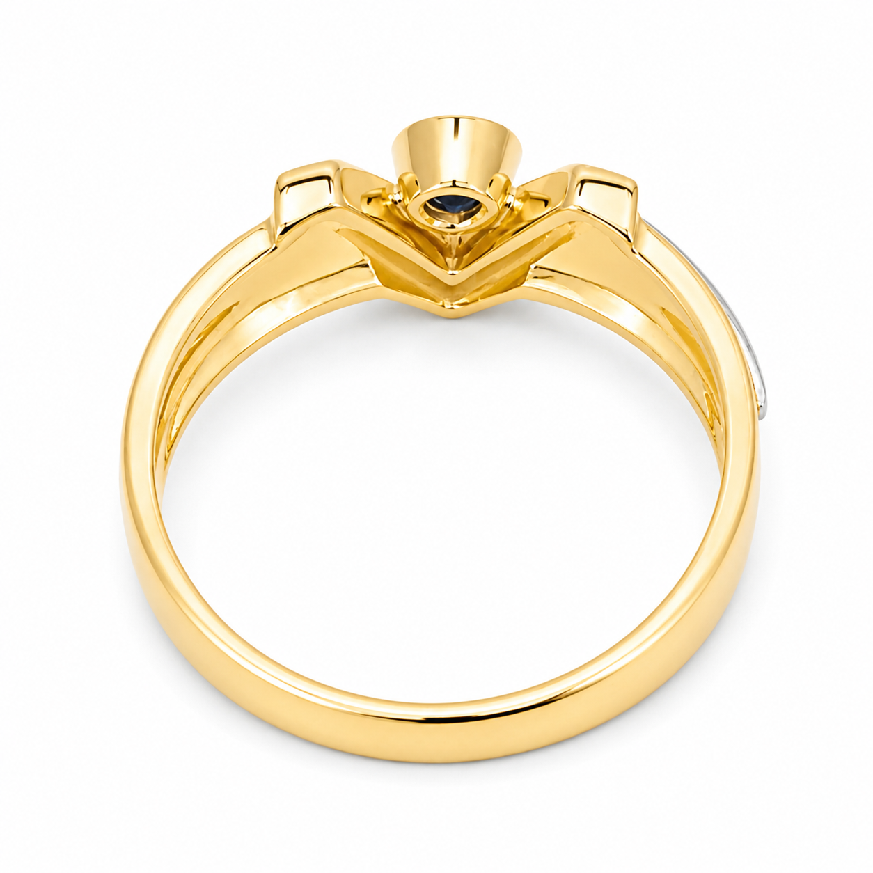 Anello - 18 carati Oro bianco, Oro giallo - 0.31ct. tw. Zaffiro - Diamante - Made in Italy - Handmade