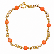 Bracciale - 18 carati Oro giallo Corallo - Made in Italy - Handmade