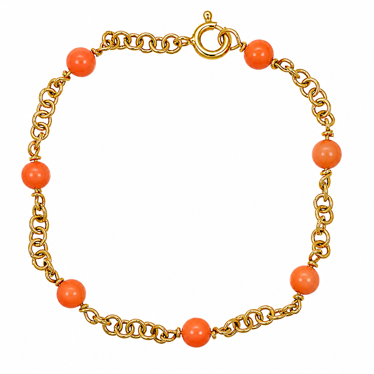 Bracciale - 18 carati Oro giallo Corallo - Made in Italy - Handmade