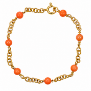 Bracciale - 18 carati Oro giallo Corallo - Made in Italy - Handmade
