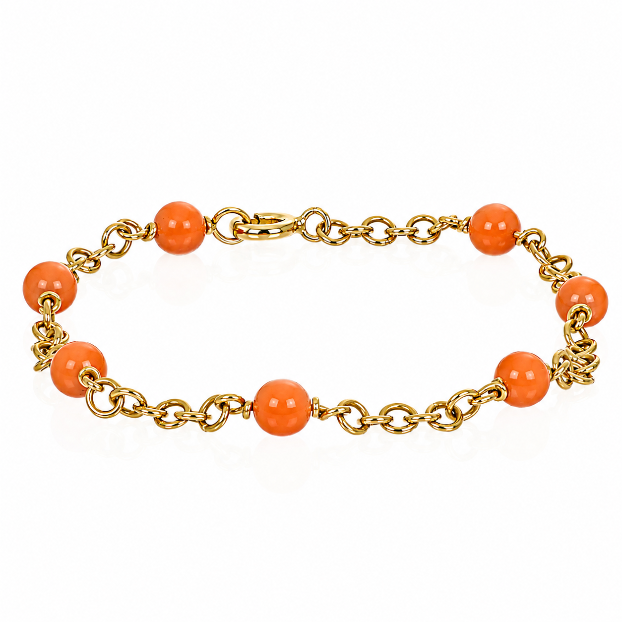 Bracciale - 18 carati Oro giallo Corallo - Made in Italy - Handmade