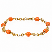 Bracciale - 18 carati Oro giallo Corallo - Made in Italy - Handmade