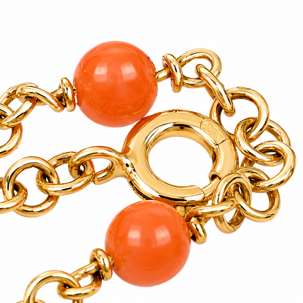 Bracciale - 18 carati Oro giallo Corallo - Made in Italy - Handmade