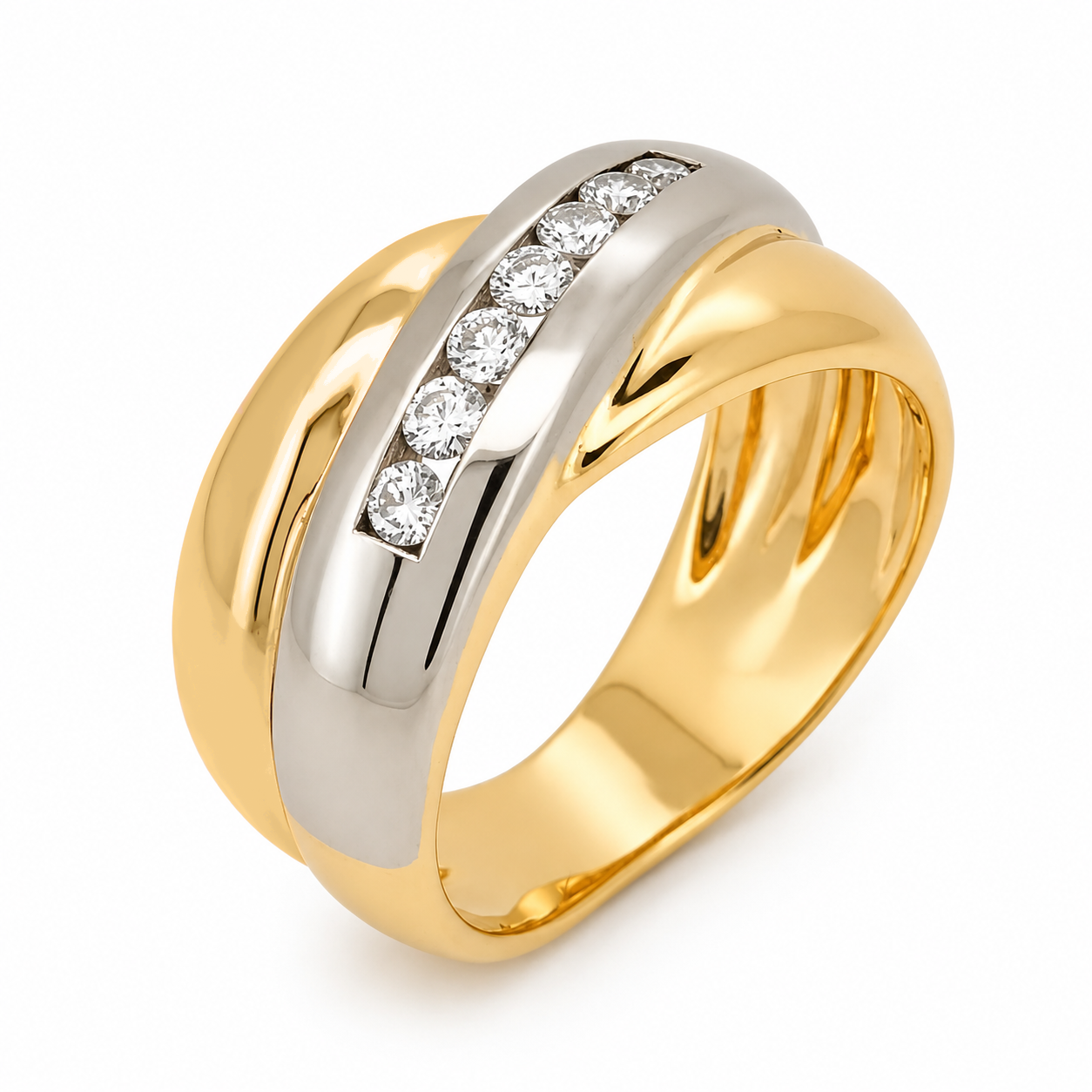Anello - 18 carati Oro bianco, Oro giallo - 0.21ct. tw. Diamante (Naturale) - Made in Italy - Handmade