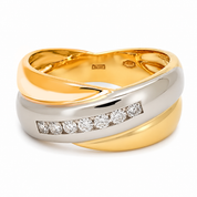 Anello - 18 carati Oro bianco, Oro giallo - 0.21ct. tw. Diamante (Naturale) - Made in Italy - Handmade