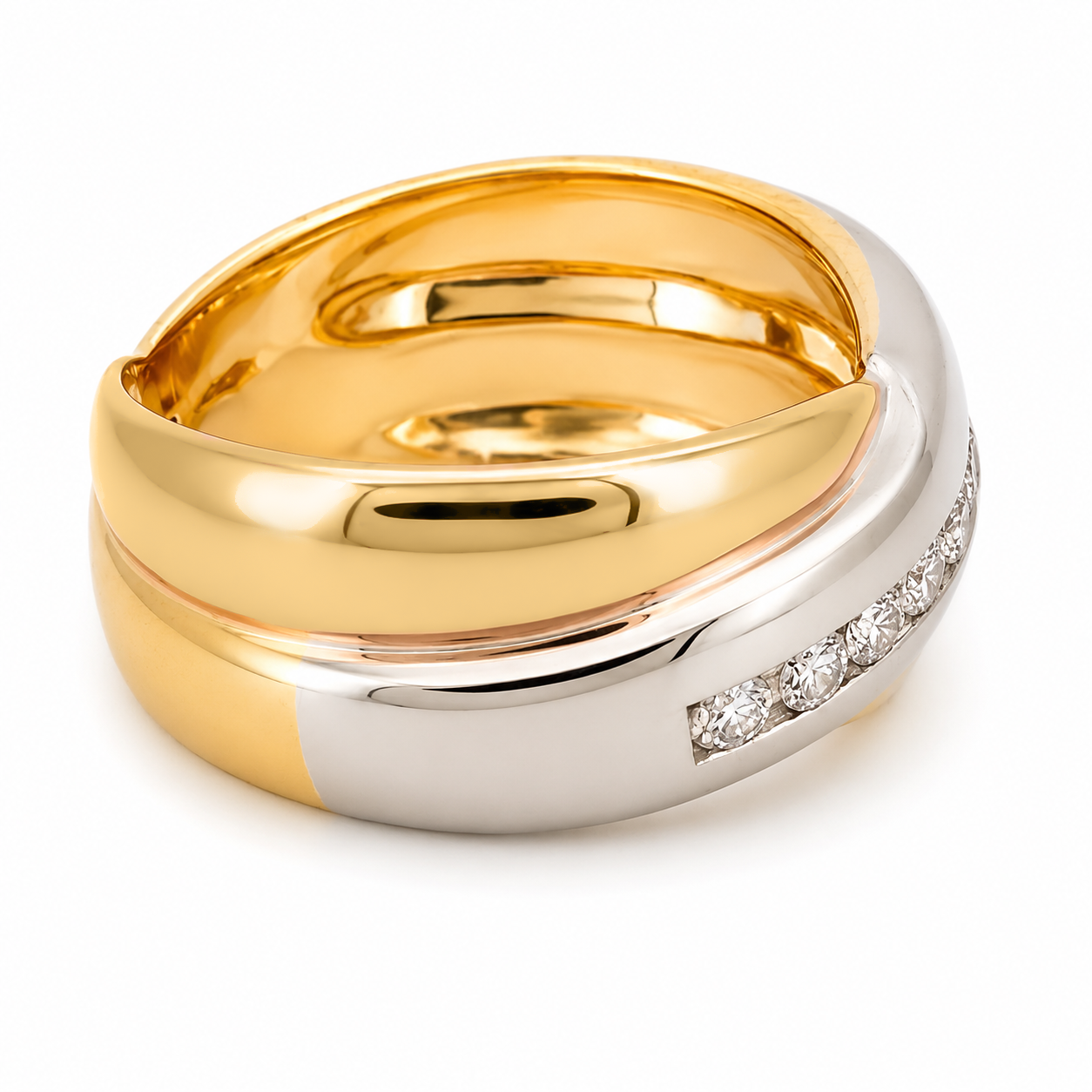 Anello - 18 carati Oro bianco, Oro giallo - 0.21ct. tw. Diamante (Naturale) - Made in Italy - Handmade