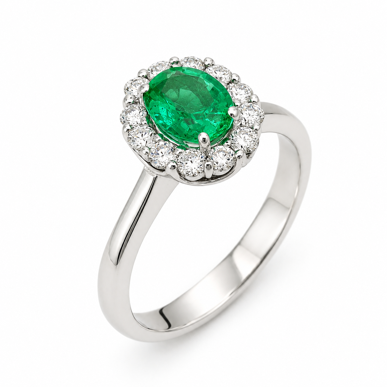 Anello - 18 carati Oro bianco - 1.15ct. tw. Smeraldo - Diamante - Made in Italy - Handmade
