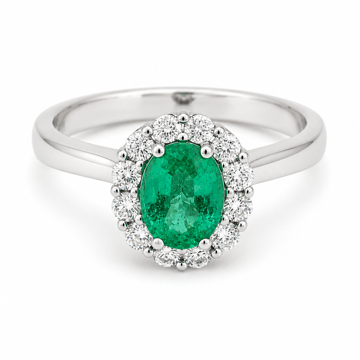 Anello - 18 carati Oro bianco - 1.15ct. tw. Smeraldo - Diamante - Made in Italy - Handmade