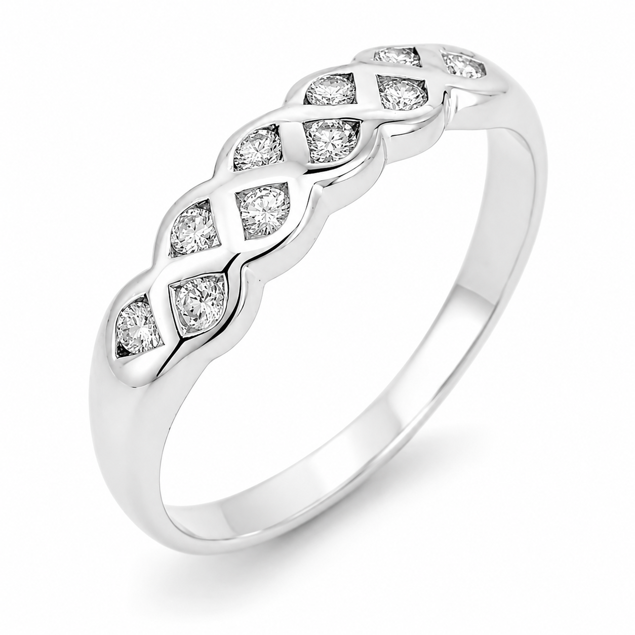 Anello - 18 carati Oro bianco - 0.20ct. tw. Diamante (Naturale) - Made in Italy - Handmade