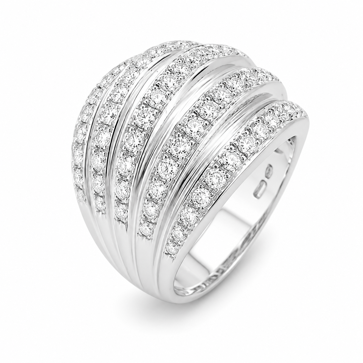 Anello - 18 carati Oro bianco - 1.20ct. tw. Diamante (Naturale) - Made in Italy - Handmade