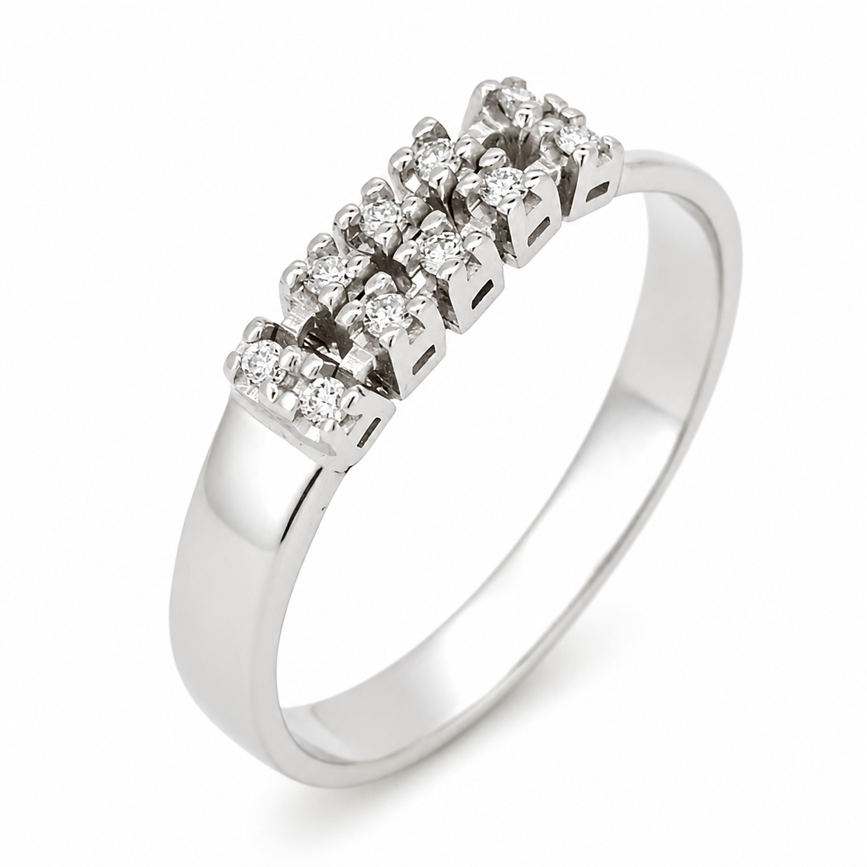 Anello - 18 carati Oro bianco - 0.10ct. tw. Diamante (Naturale) - Made in Italy - Handmade