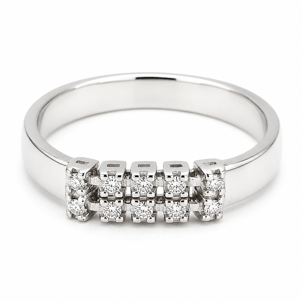 Anello - 18 carati Oro bianco - 0.10ct. tw. Diamante (Naturale) - Made in Italy - Handmade