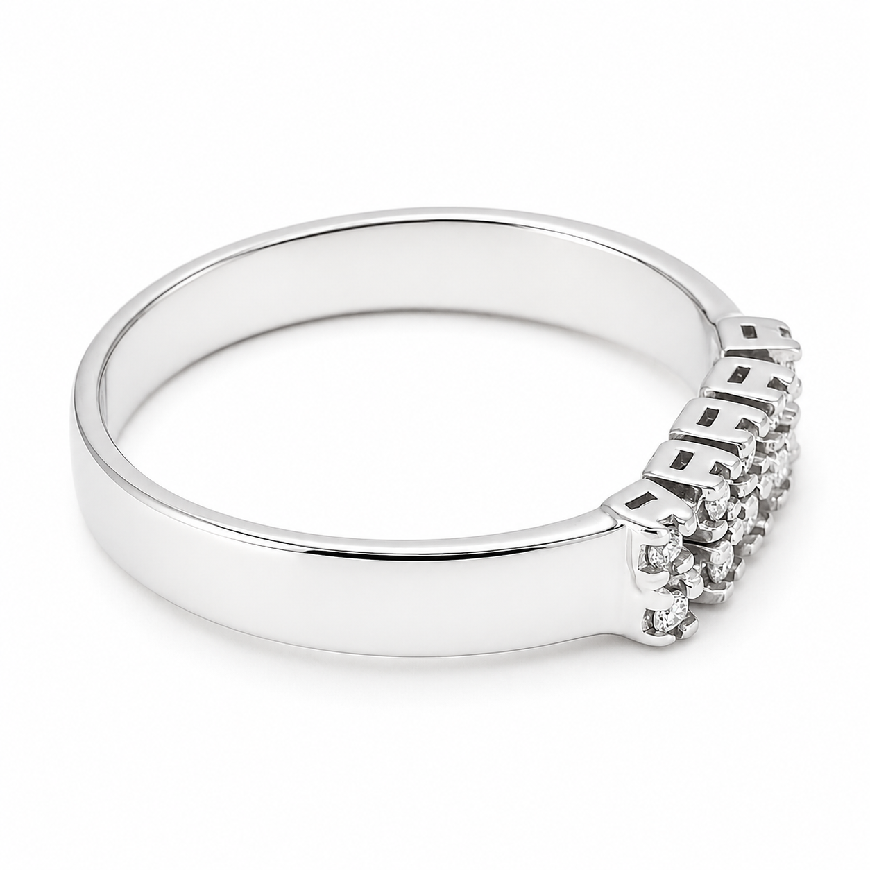 Anello - 18 carati Oro bianco - 0.10ct. tw. Diamante (Naturale) - Made in Italy - Handmade