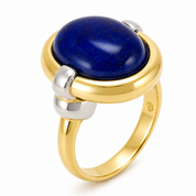 Anello - 18 carati Oro giallo, Oro bianco - 5.00ct. tw. Lapislazzuli - Made in Italy - Handmade
