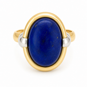 Anello - 18 carati Oro giallo, Oro bianco - 5.00ct. tw. Lapislazzuli - Made in Italy - Handmade