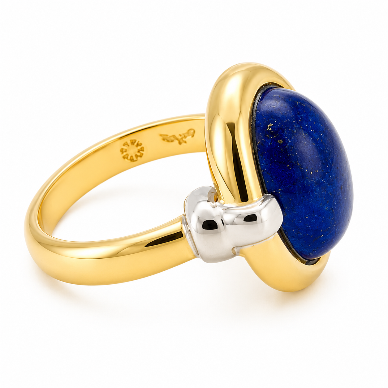 Anello - 18 carati Oro giallo, Oro bianco - 5.00ct. tw. Lapislazzuli - Made in Italy - Handmade