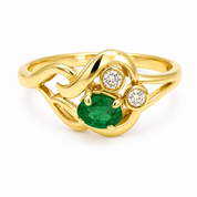 Anello - 18 carati Oro giallo - 0.41ct. tw. Smeraldo - Diamante - Made in Italy - Handmade