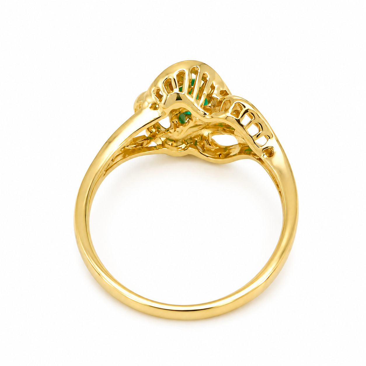 Anello - 18 carati Oro giallo - 0.41ct. tw. Smeraldo - Diamante - Made in Italy - Handmade