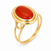Anello - 18 carati Oro giallo Corallo - Made in Italy - Handmade