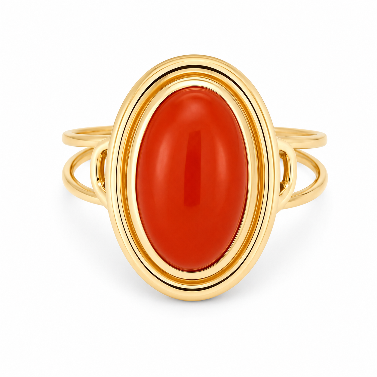 Anello - 18 carati Oro giallo Corallo - Made in Italy - Handmade