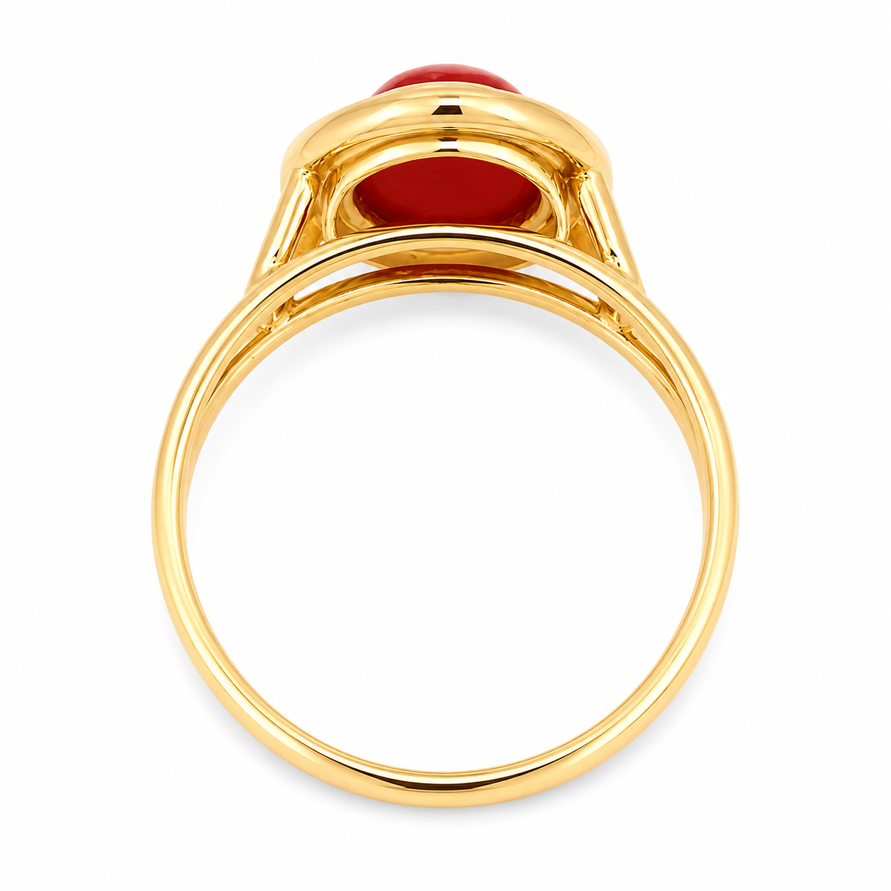 Anello - 18 carati Oro giallo Corallo - Made in Italy - Handmade