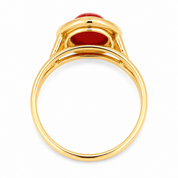 Anello - 18 carati Oro giallo Corallo - Made in Italy - Handmade