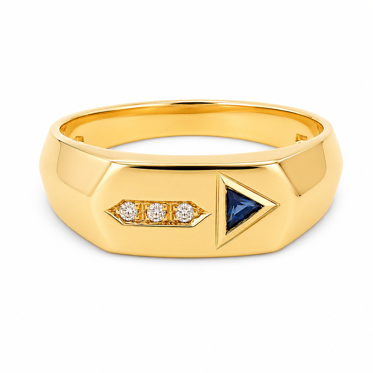 Anello - 18 carati Oro giallo - 0.08ct. tw. Zaffiro - Diamante - Made in Italy - Handmade