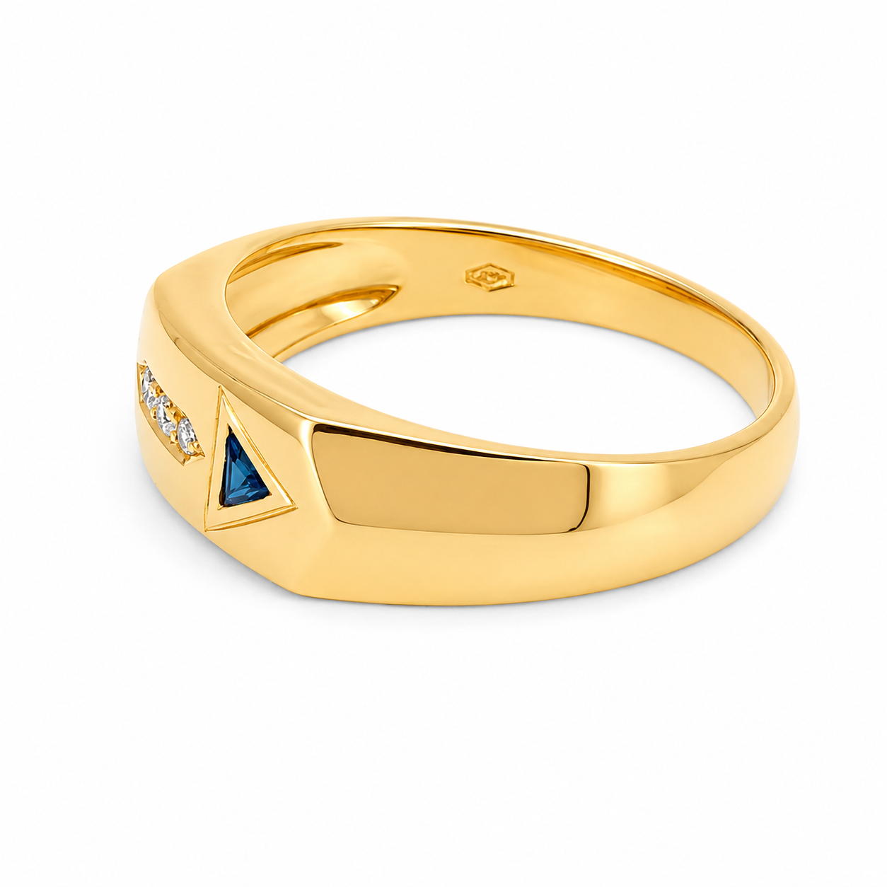 Anello - 18 carati Oro giallo - 0.08ct. tw. Zaffiro - Diamante - Made in Italy - Handmade