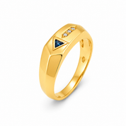 Anello - 18 carati Oro giallo - 0.08ct. tw. Zaffiro - Diamante - Made in Italy - Handmade