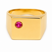 Anello - 18 carati Oro giallo - 0.10ct. tw. Rubino - Made in Italy - Handmade