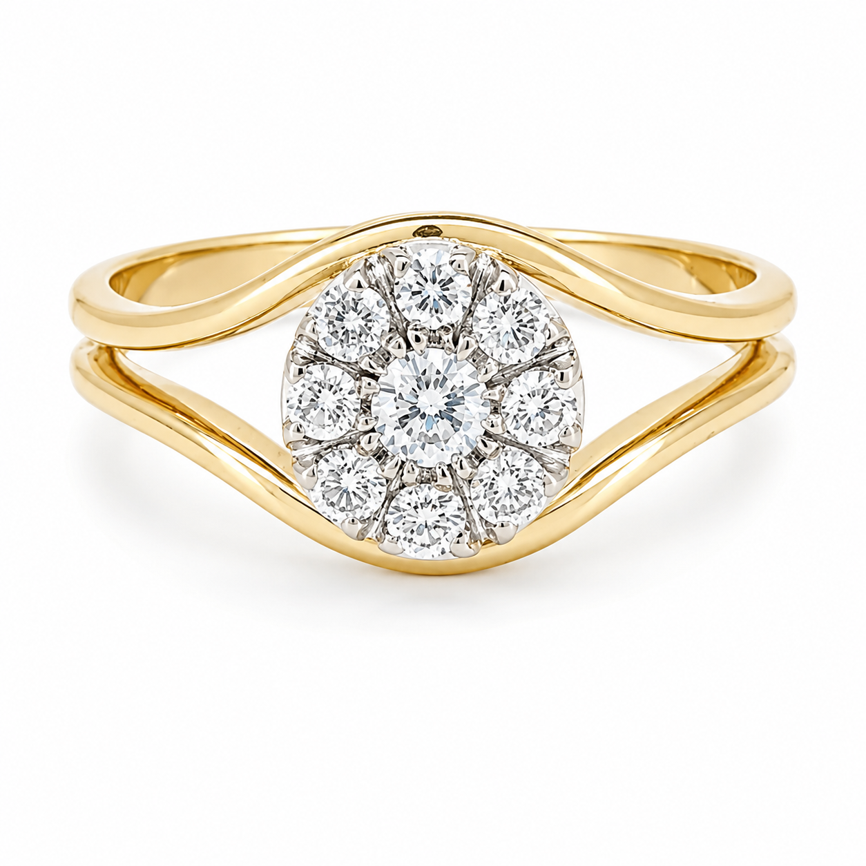Anello - 18 carati Oro bianco, Oro giallo - 0.26ct. tw. Diamante (Naturale) - Made in Italy - Handmade