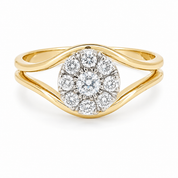 Anello - 18 carati Oro bianco, Oro giallo - 0.26ct. tw. Diamante (Naturale) - Made in Italy - Handmade