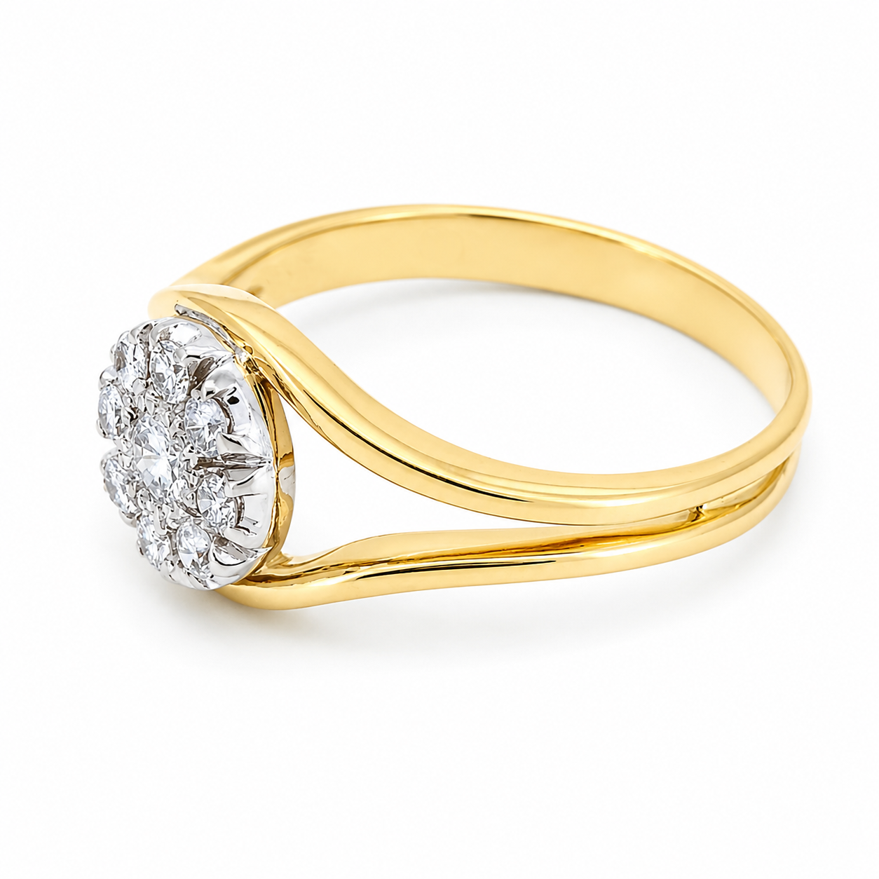 Anello - 18 carati Oro bianco, Oro giallo - 0.26ct. tw. Diamante (Naturale) - Made in Italy - Handmade