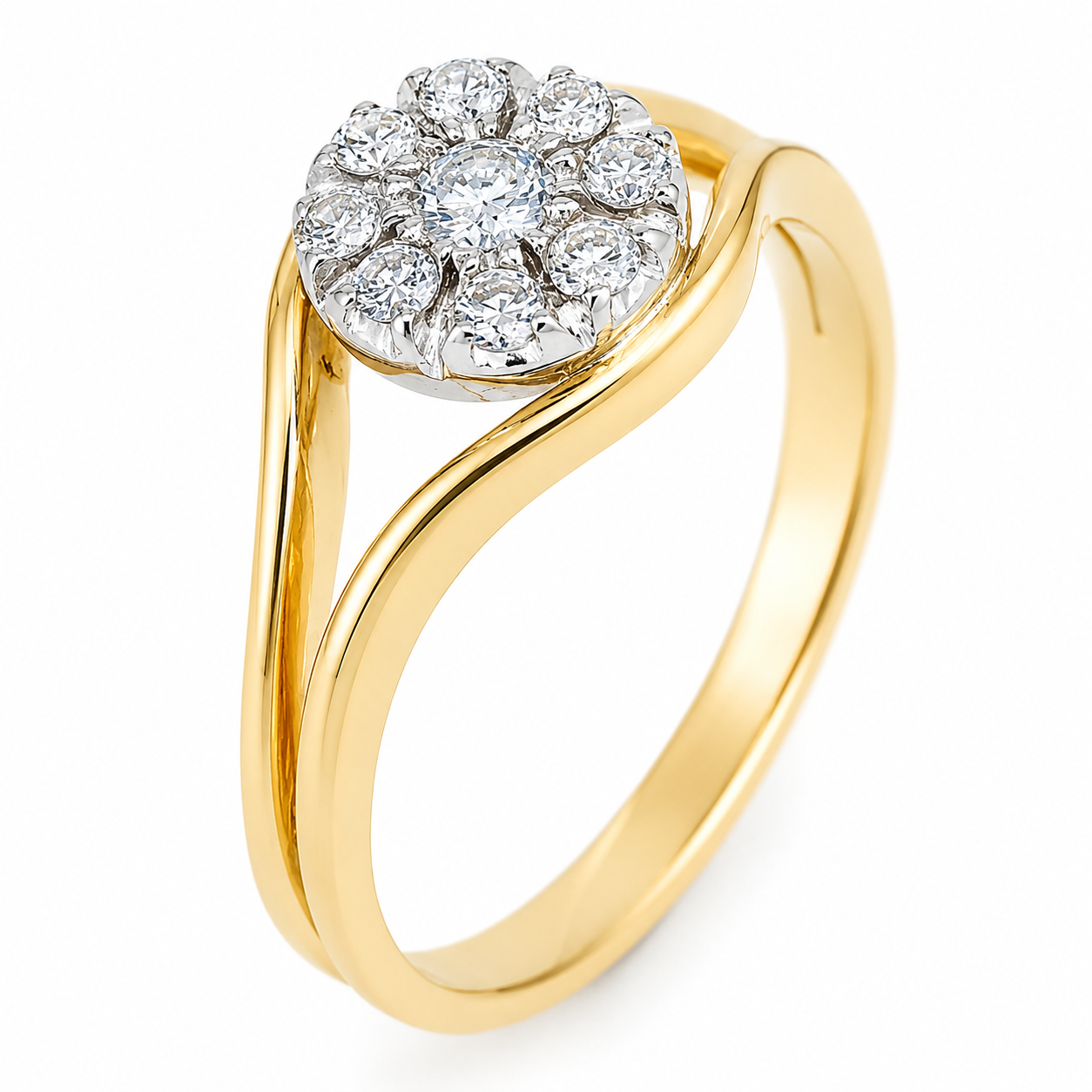 Anello - 18 carati Oro bianco, Oro giallo - 0.26ct. tw. Diamante (Naturale) - Made in Italy - Handmade