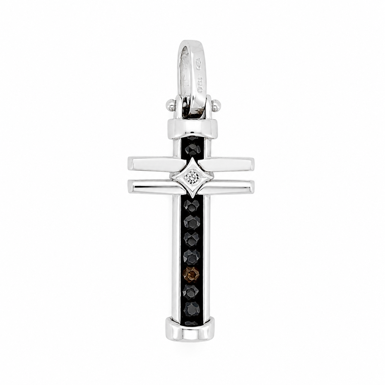 Ciondolo - 18 carati Oro bianco - 0.12ct. tw. Spinello - Diamante - Made in Italy - Handmade