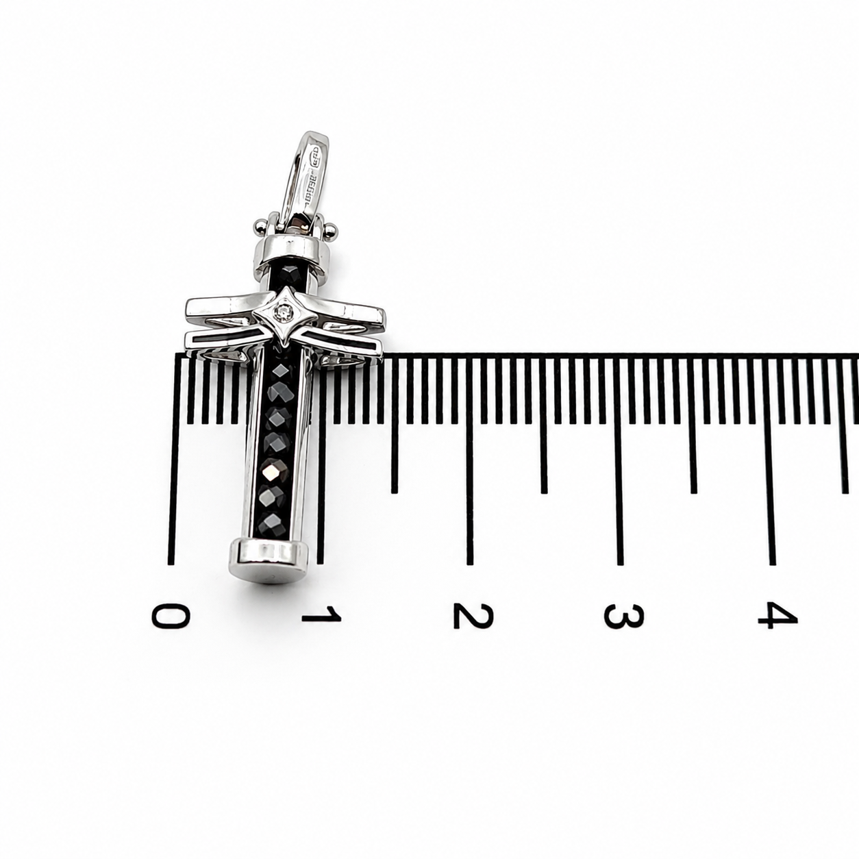 Ciondolo - 18 carati Oro bianco - 0.12ct. tw. Spinello - Diamante - Made in Italy - Handmade