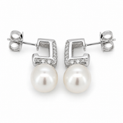 Orecchini - 18 carati Oro bianco - 0.78ct. tw. Diamante (Naturale) - Perla - Made in Italy - Handmade