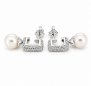 Orecchini - 18 carati Oro bianco - 0.78ct. tw. Diamante (Naturale) - Perla - Made in Italy - Handmade