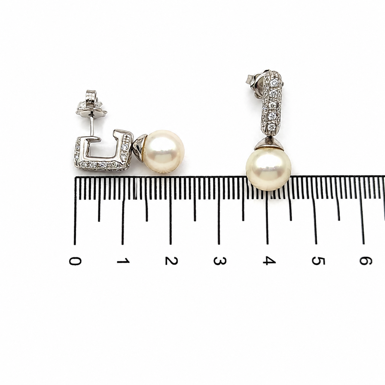 Orecchini - 18 carati Oro bianco - 0.78ct. tw. Diamante (Naturale) - Perla - Made in Italy - Handmade