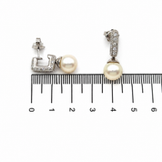 Orecchini - 18 carati Oro bianco - 0.78ct. tw. Diamante (Naturale) - Perla - Made in Italy - Handmade