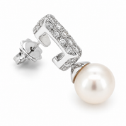 Orecchini - 18 carati Oro bianco - 0.78ct. tw. Diamante (Naturale) - Perla - Made in Italy - Handmade