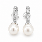 Orecchini - 18 carati Oro bianco - 0.78ct. tw. Diamante (Naturale) - Perla - Made in Italy - Handmade