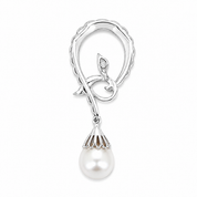 Ciondolo - 18 carati Oro bianco - 0.04ct. tw. Diamante (Naturale) - Perla - Perla Akoya Made in Italy