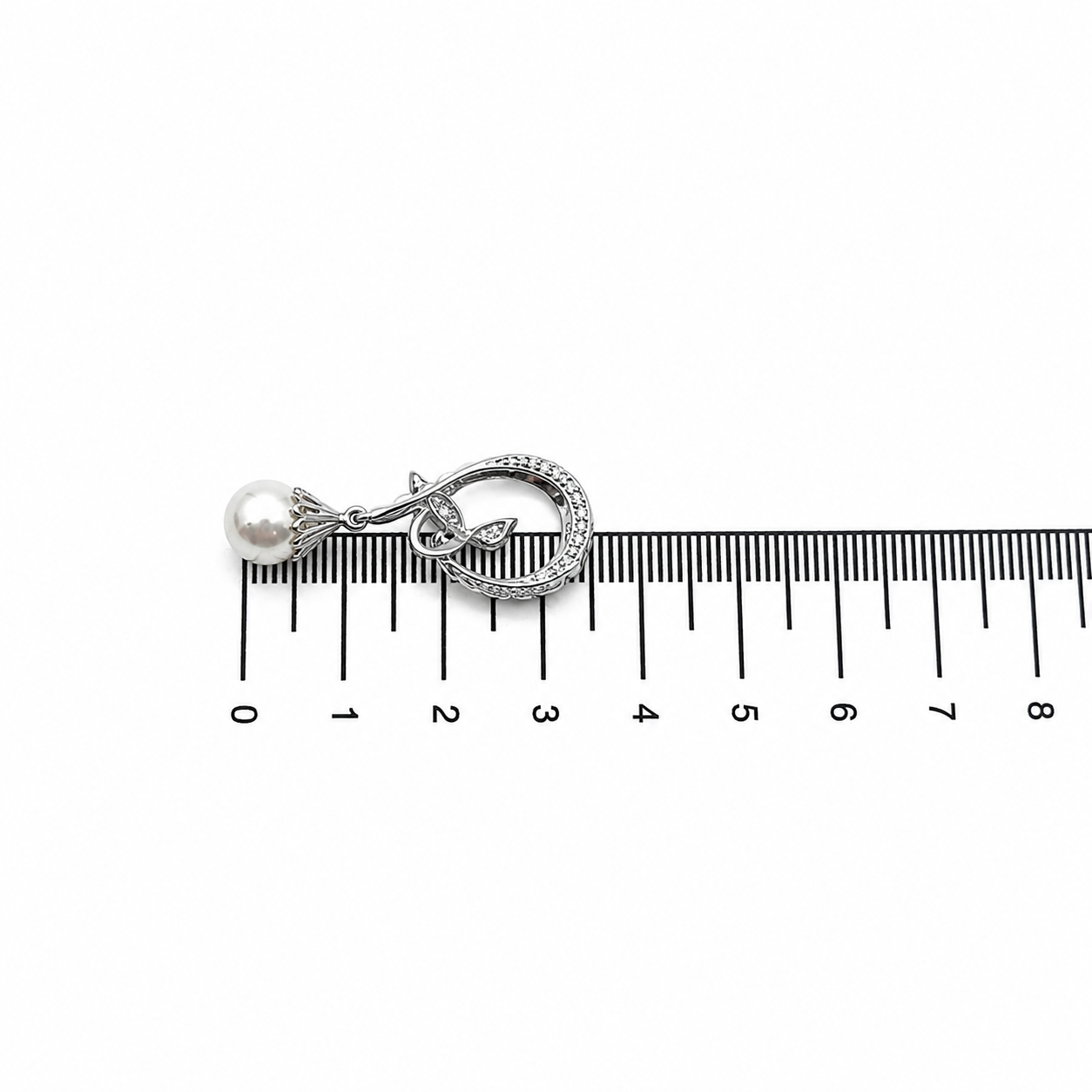 Ciondolo - 18 carati Oro bianco - 0.04ct. tw. Diamante (Naturale) - Perla - Perla Akoya Made in Italy