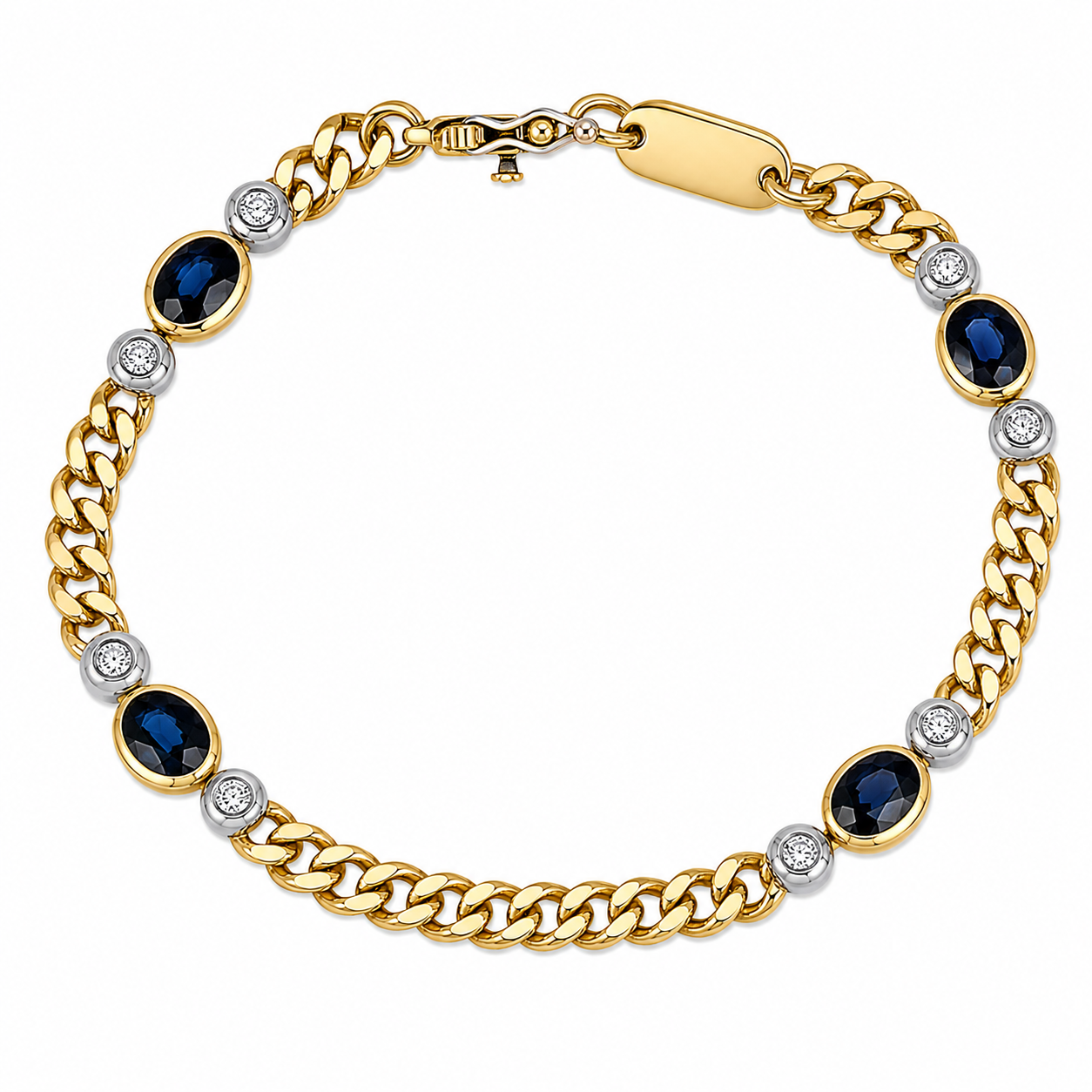 Bracciale - 18 carati Oro giallo, Oro bianco - 3.12ct. tw. Zaffiro - Diamante - Made in Italy - Handmade