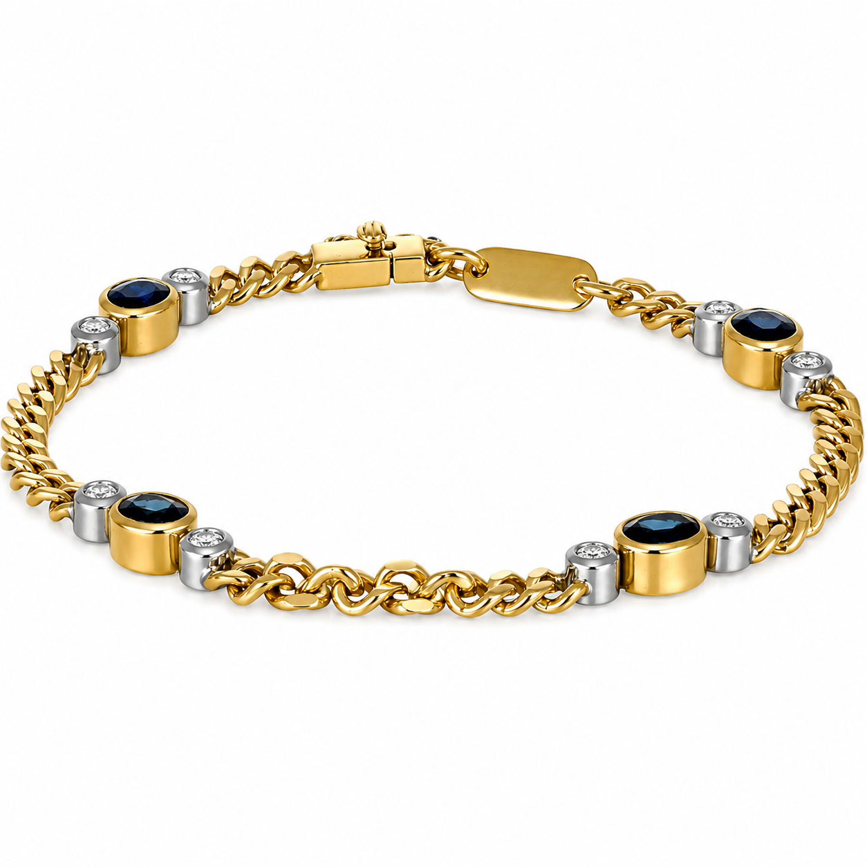 Bracciale - 18 carati Oro giallo, Oro bianco - 3.12ct. tw. Zaffiro - Diamante - Made in Italy - Handmade